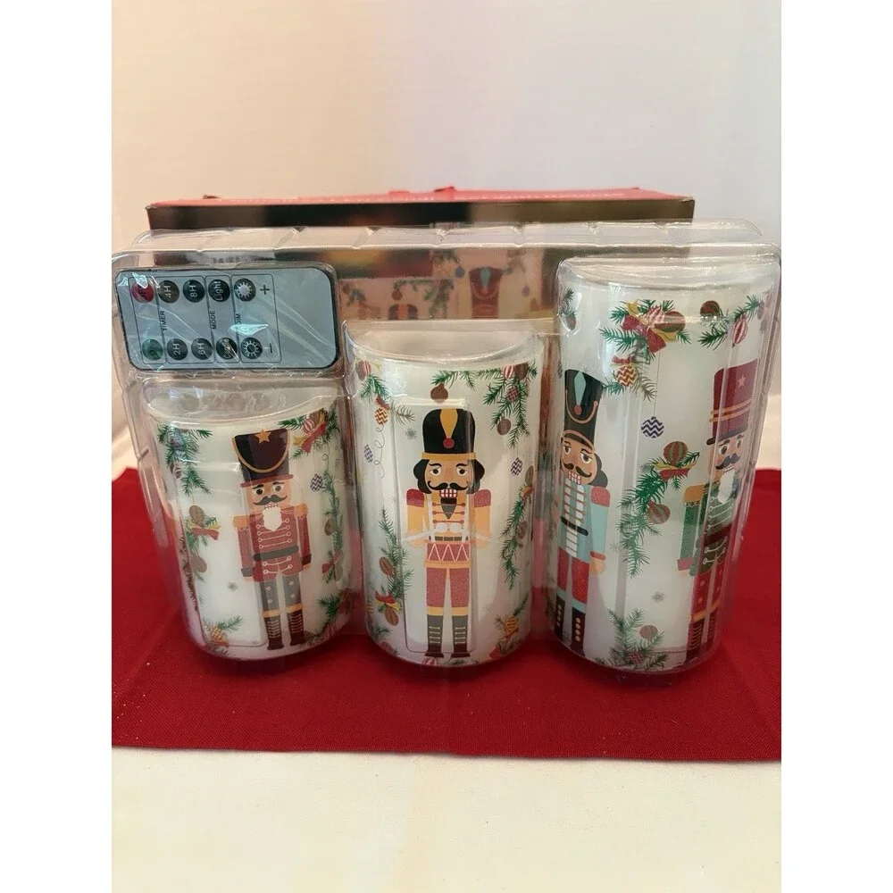 Christmas Nutcracker Flameless LED Wax Pillar Candles With Remote Control